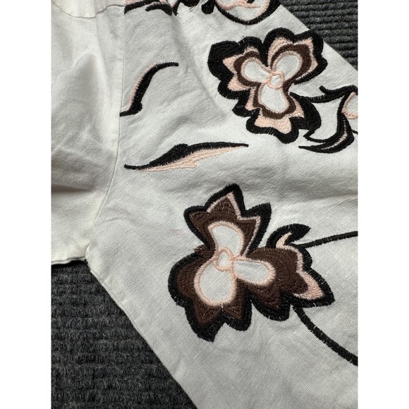 Calypso St. Barth Blouse Womens Medium White Embroidered Floral Boho Tunic Top - Picture 7 of 7